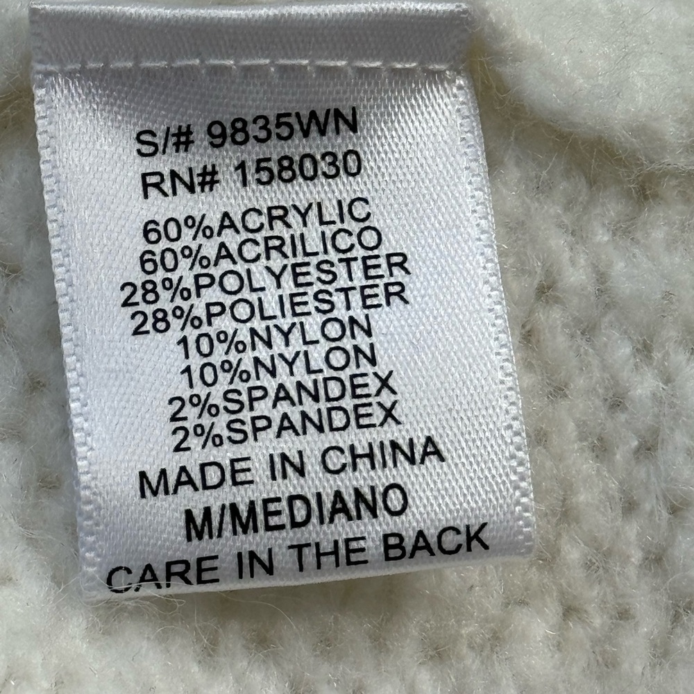 Love Tree White Knit Puff Sleeve Sweater Medium - Picture 6 of 8